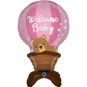 Μπαλόνι Αερόστατο & Αρκουδάκι Welcome Baby Girl- The Standups