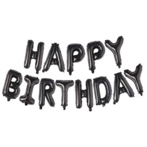 Μπαλόνια φράση Happy Birthday Μαύρο (13 τεμ)