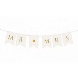 Μπάνερ γάμου λευκό Mr & Mrs