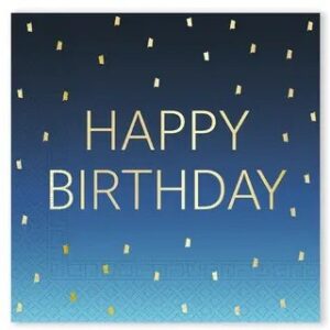 Μπλε Χαρτοπετσέτες με χρυσό Happy Birthday (20 τεμ)