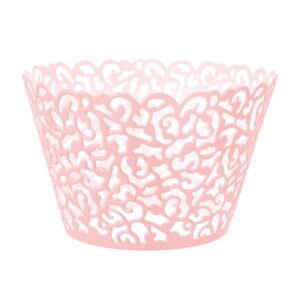 Περιτύλιγμα για cupcakes με ροζ διάτρητο σχέδιο (10 τεμ)