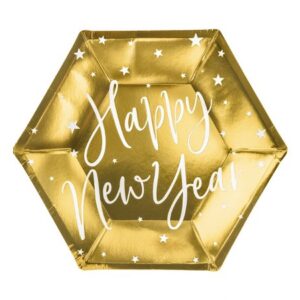 Πιάτα χρυσά Happy New Year (6 τεμ)