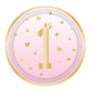 Πιάτα φαγητού 1st Birthday ροζ (8 τεμ)