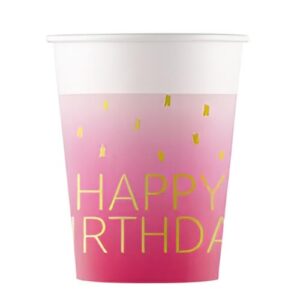 Ποτήρια ροζ Όμπρε Birthday (8 τεμ)
