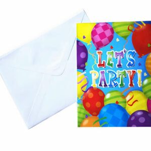 Προσκλήσεις πάρτυ με μπαλόνια Let's Party (8 τεμ)