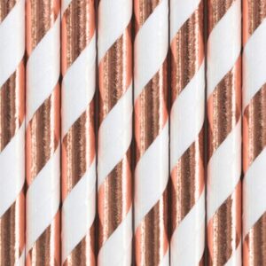 Rosegold χάρτινα καλαμάκια ριγέ (10 τεμ)