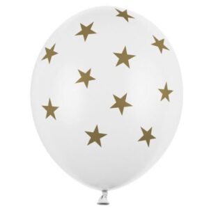 Σετ άσπρα Μπαλόνια με χρυσά Αστεράκια (6 τεμ)