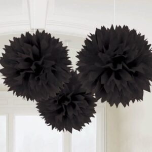 Σετ Fluffy Pom Pom Μαύρα (3 τεμ)