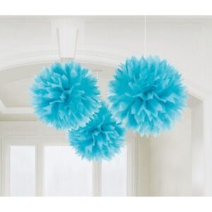 Σετ Fluffy Pom Pom Μπλε Καραϊβικής (3 τεμ)