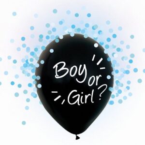 Σετ μαύρα μπαλόνια Boy or Girl με γαλάζιο κομφετί (4 τεμ)