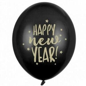 Σετ μαύρα Μπαλόνια Happy New Year (6 τεμ)