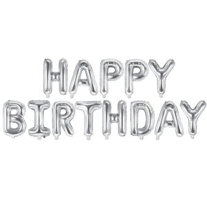 Σετ Μπαλόνια Γενεθλίων -"Happy Birthday" Ασημί (13 τεμ)