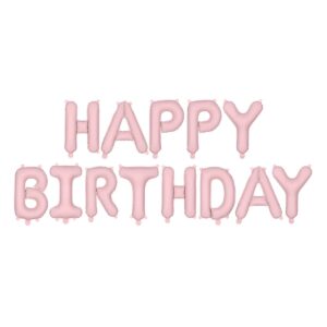 Σετ Μπαλόνια Γενεθλίων -“Happy Birthday” Ροζ ματ (13 τεμ)