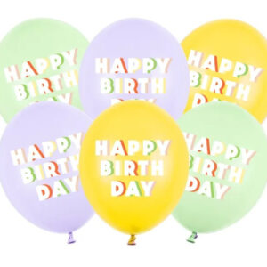Σετ μπαλόνια παστέλ Happy Birthday (6 τεμ)