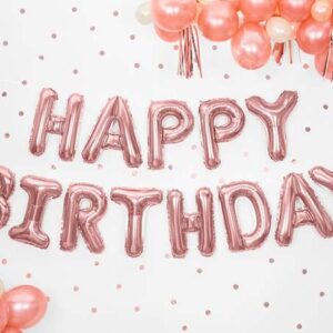 Σετ μπαλονιών "Happy Birthday" Ροζ-χρυσό (13 τεμ)