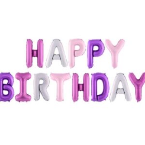 Σετ μπαλονιών "Happy Birthday" Ροζ Μοβ Mix (13 τεμ)