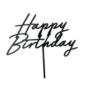 Topper Happy Birthday Μαύρο(τούρτας)