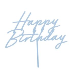 Topper Τούρτας Happy Birthday Απαλό Γαλάζιο