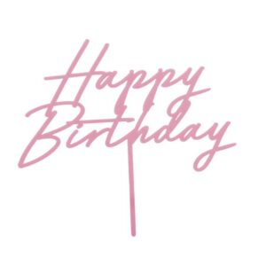 Topper Τούρτας Happy Birthday Απαλό Ροζ