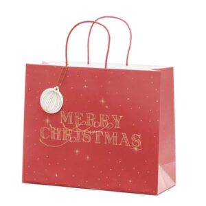 Τσάντα Δώρου Merry Christmas κόκκινη